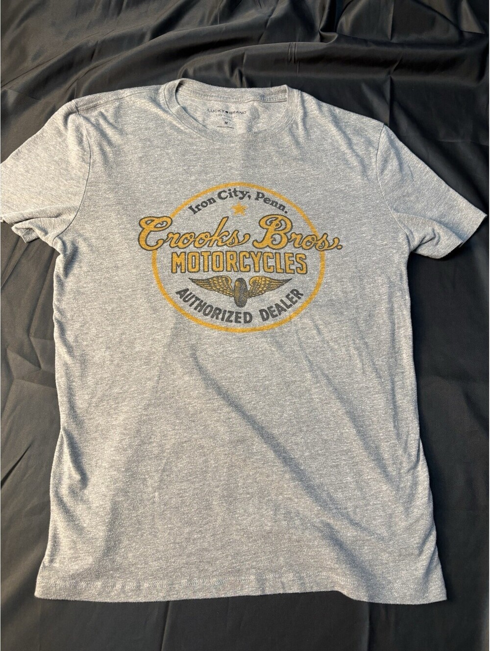Lucky Brand Men's Gray Crooks Bros. Motorcycles Graphic TShI